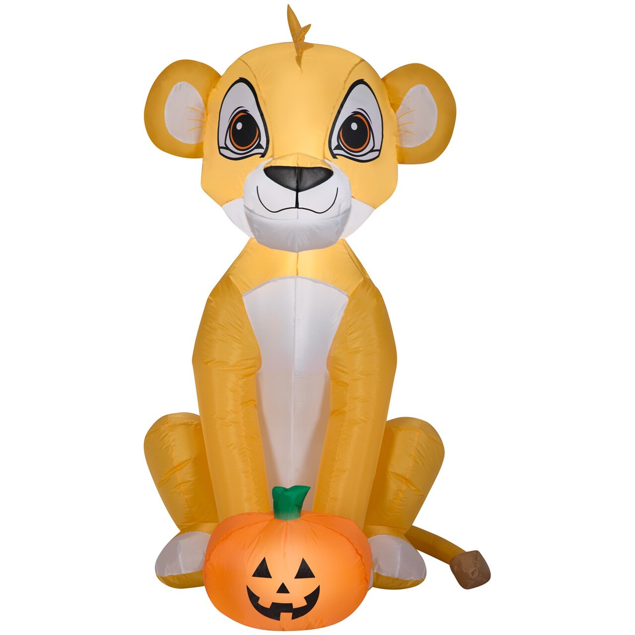 4 1/2' Gemmy Airblown Inflatable Halloween Disney Lion King Simba Sitting w/ Pumpkin Yard Decoration 223651